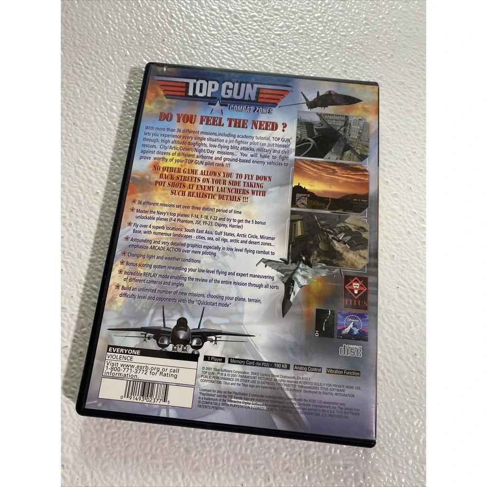 Top Gun: Combat Zones - Playstation‎ 2 Game Complete with manual